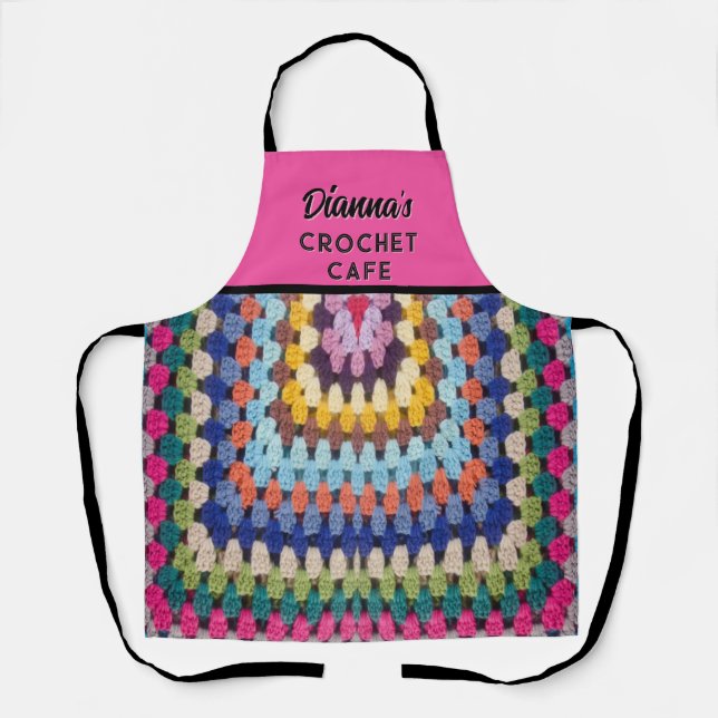 Personalised crochet-loving All-Over Print Apron (Front)