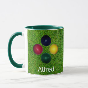 Personalised Croquet Balls on Green Grass Mug