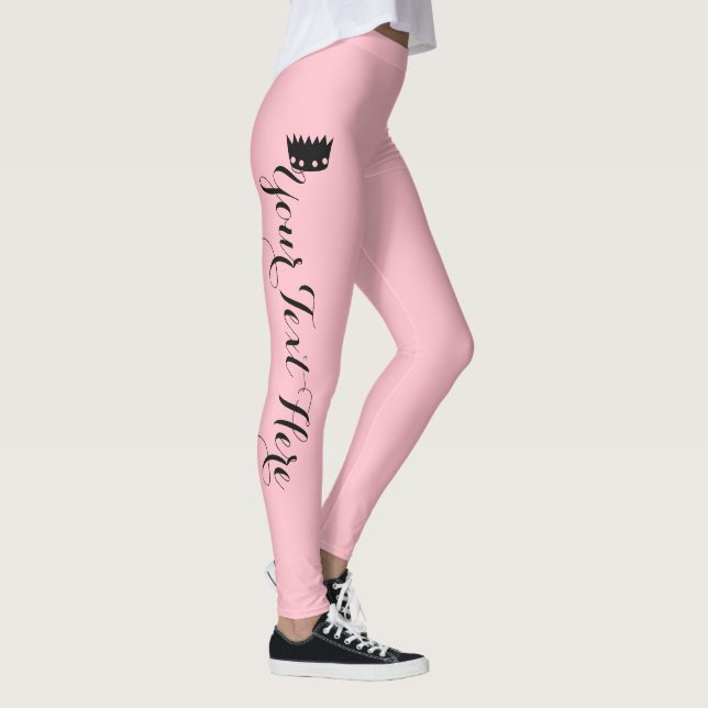 Personalised Crown Blush Pink Leggings (Right)