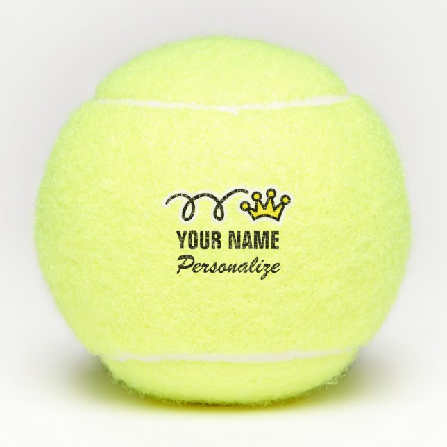 Personalised crown custom name set of tennis balls (Front)