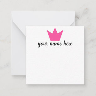 Personalised Crown Girls Notecards