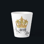 Personalised Crown Queen Mum Latte Mug<br><div class="desc">Personalised classic white latte mug comes with the word "Queen", a central golden crown print and a small crown on its both sides. Click the "Customise" button to add your mum name, change the font, font colour and font size, if desired. Great gift idea for mothers day, her birthday or...</div>