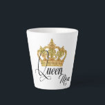 Personalised Crown Queen Mum Latte Mug<br><div class="desc">Personalised classic white latte mug comes with the word "Queen", a central golden crown print and a small crown on its both sides. Click the "Customise" button to add your mum name, change the font, font colour and font size, if desired. Great gift idea for mothers day, her birthday or...</div>