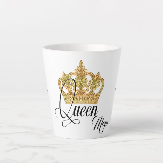 Personalised Crown Queen Mum Latte Mug (Front)