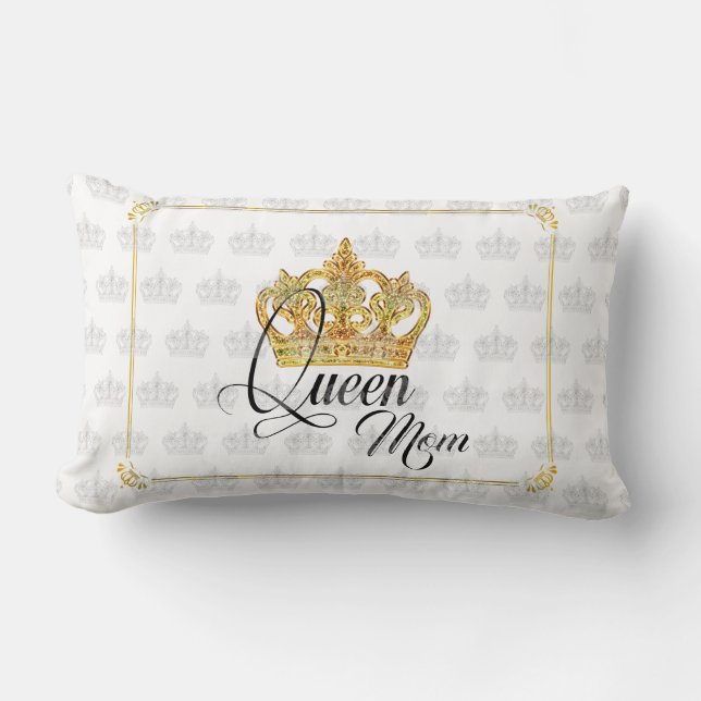 Personalised Crown Queen Mum - Lumbar Pillow (Front)