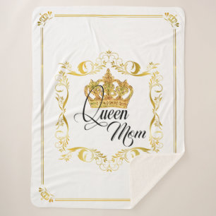 Personalised Crown Queen Mum - Sherpa Blanket