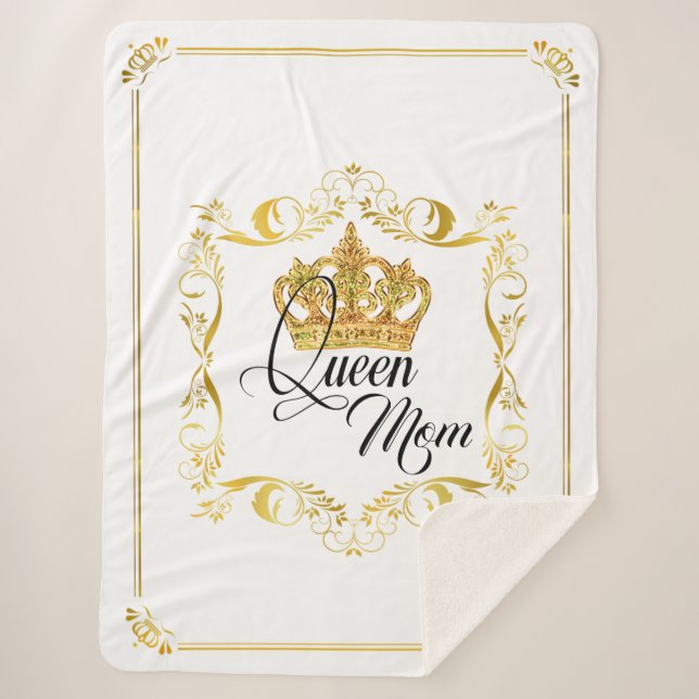 Personalised Crown Queen Mum - Sherpa Blanket (Front)