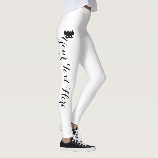 Personalised Crown White Black Leggings (Right)