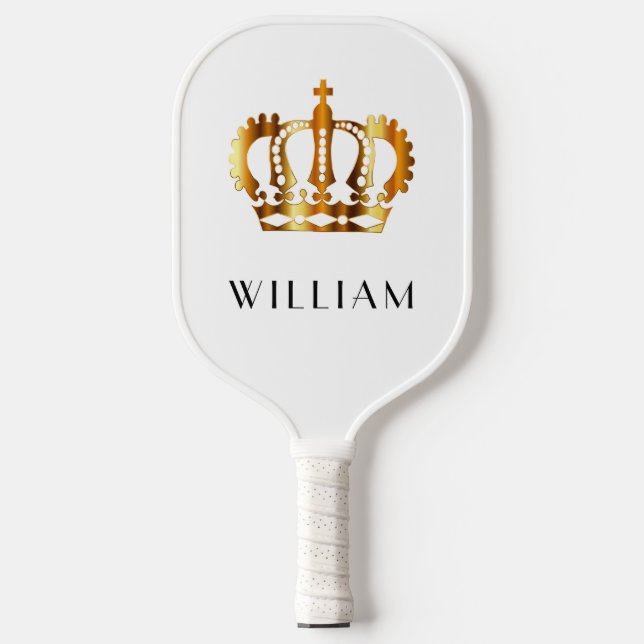 Personalised Crown White Pickleball Paddle (Front)