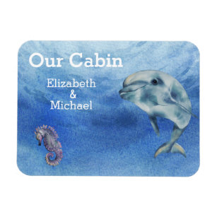 Personalised Cruise Door Sea Dolphin Watercolor Magnet