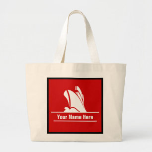 Personalised Cruise Ship on Red Large Tote Bag