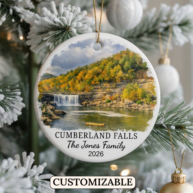 Personalised Cumberland Falls State Park, Kentucky Ceramic Tree Decoration (Creator Uploaded)