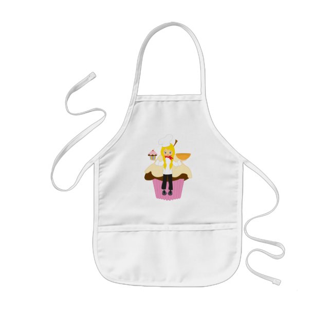Personalised cup cake maker baker pink kids apron (Front)