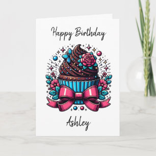 Personalised Cupcake and Colouring Page Birthday Card