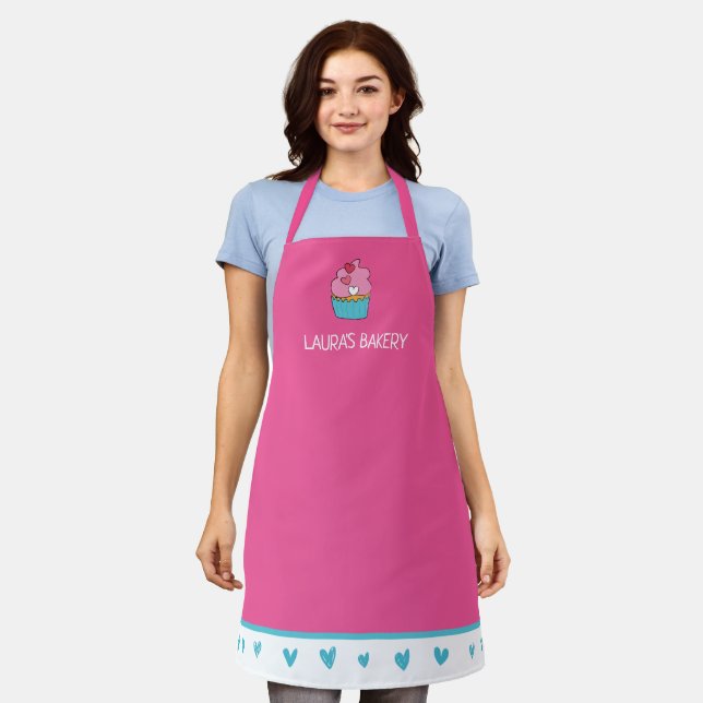 Personalised Cupcake Apron for Women (Worn)