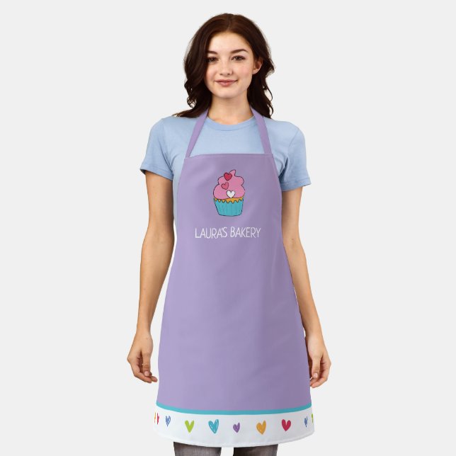 Personalised Cupcake Apron for Women (Worn)