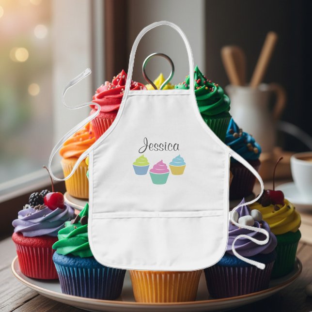 Personalised cupcake baking apron for children (Kid's apron for baking cupcakes)