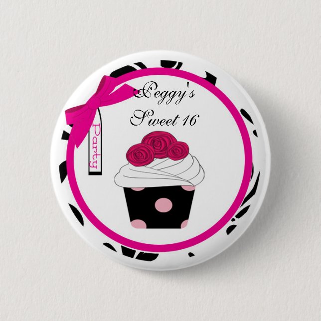 Personalised Cupcake Button Favour (Front)