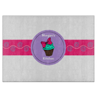 Personalised Cupcake Glass Cutting Board