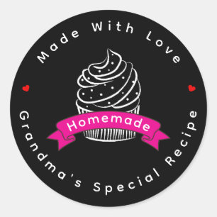 Personalised Cupcake Homemade Made With Love Classic Round Sticker