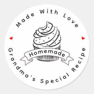 Personalised Cupcake Homemade Made With Love Classic Round Sticker