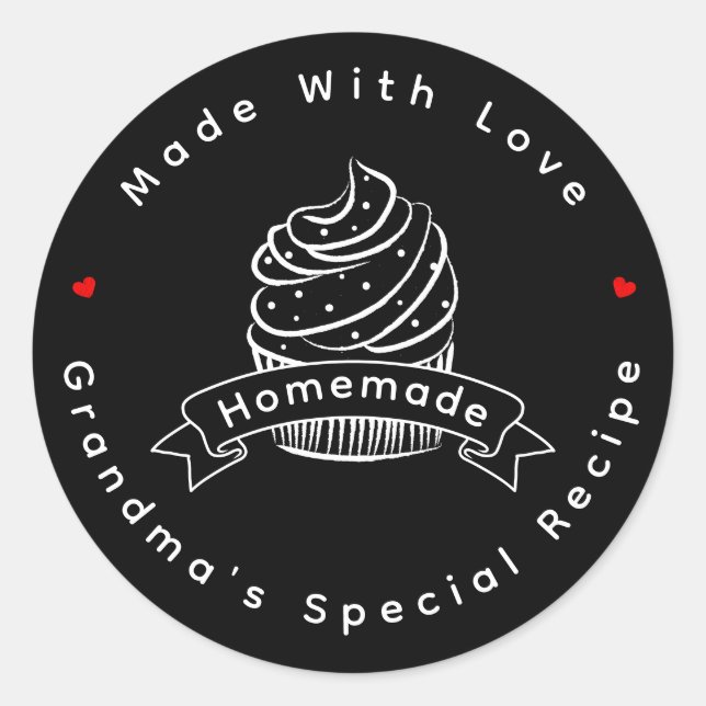 Personalised Cupcake Homemade Made With Love Classic Round Sticker (Front)