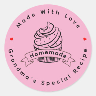 Personalised Cupcake Homemade Made With Love Classic Round Sticker