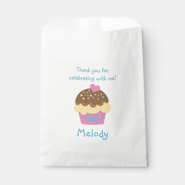 Personalised Cupcake Party Favour Bag for Kids (Front)