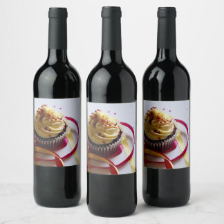 Personalised cupcake wine label