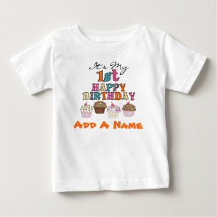 Personalised Cupcakes 1st Birthday T-shirt
