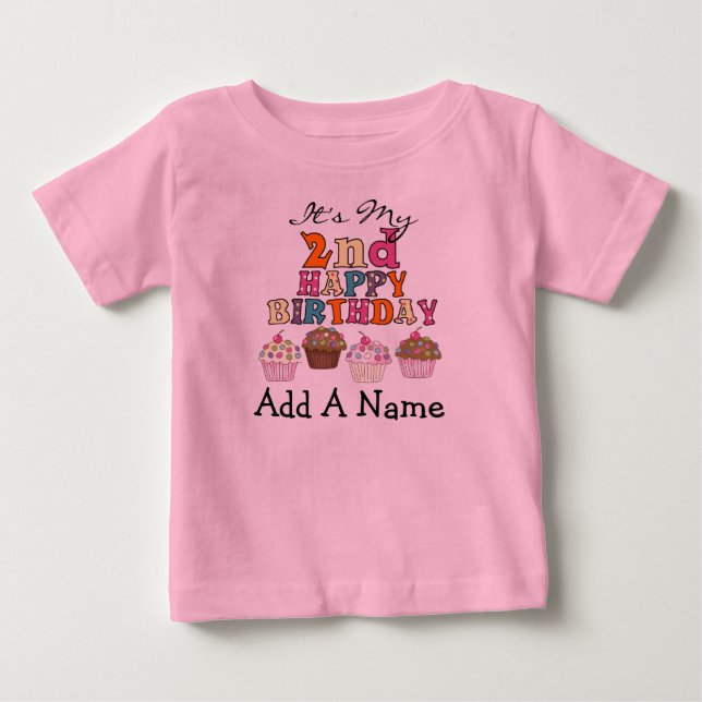 Personalised Cupcakes 2nd Birthday Tshirt (Front)