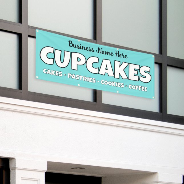 Personalised Cupcakes Bakery Banner (Outside Building)