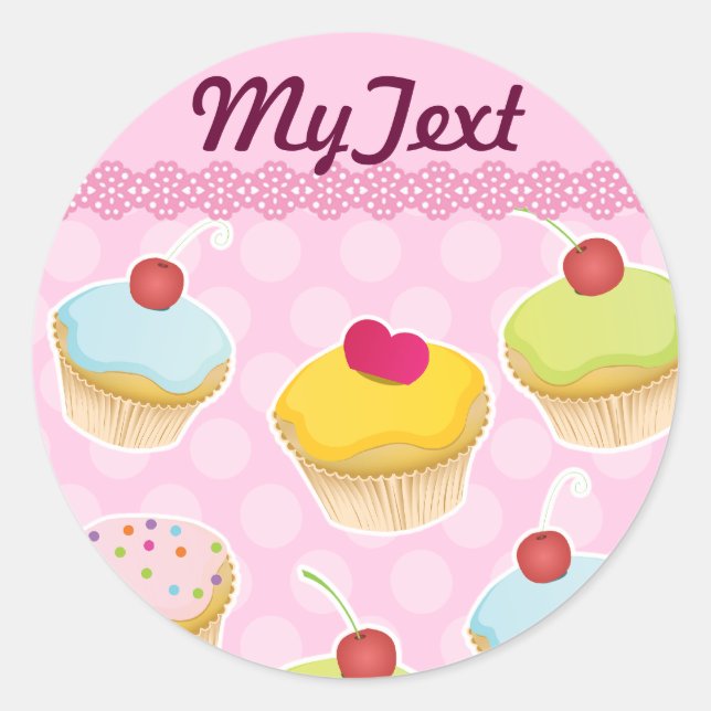 Personalised Cupcakes Classic Round Sticker (Front)