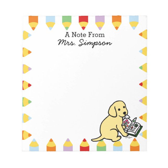 Personalised Curious Yellow Labrador Notepads (Front)