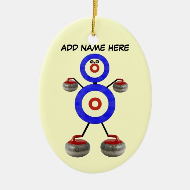 Personalised Curling Star Ceramic Tree Decoration (Front)