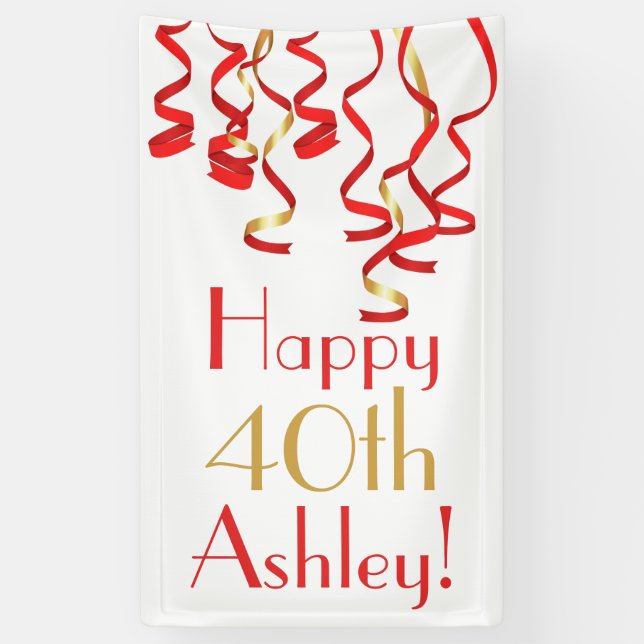 Personalised Curly Ribbons Birthday Banner (Vertical)