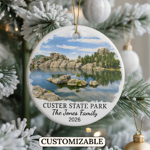 Personalised Custer State Park Custom South Dakota Ceramic Tree Decoration