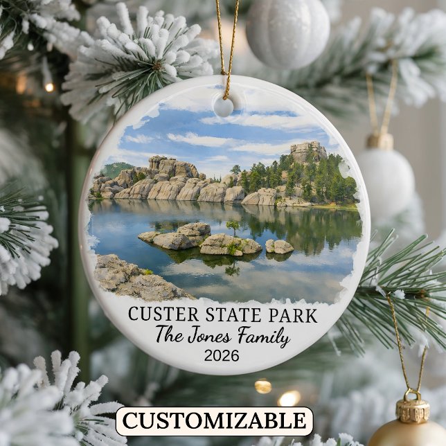 Personalised Custer State Park Custom South Dakota Ceramic Tree Decoration (Creator Uploaded)