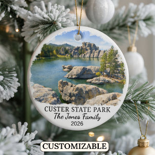 Personalised Custer State Park Custom South Dakota Ceramic Tree Decoration