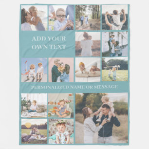 Personalised Custom 15 Photo Collage Fleece Blanket