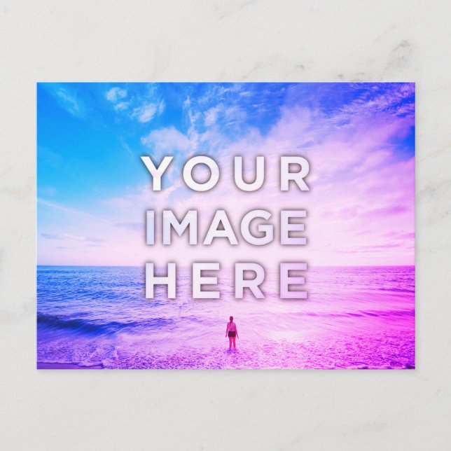 Personalised Custom 2 Photo Purple Retrowave Postcard (Front)