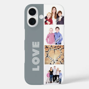 Personalised Custom 4 Photo Collage Love Family iPhone 16 Case