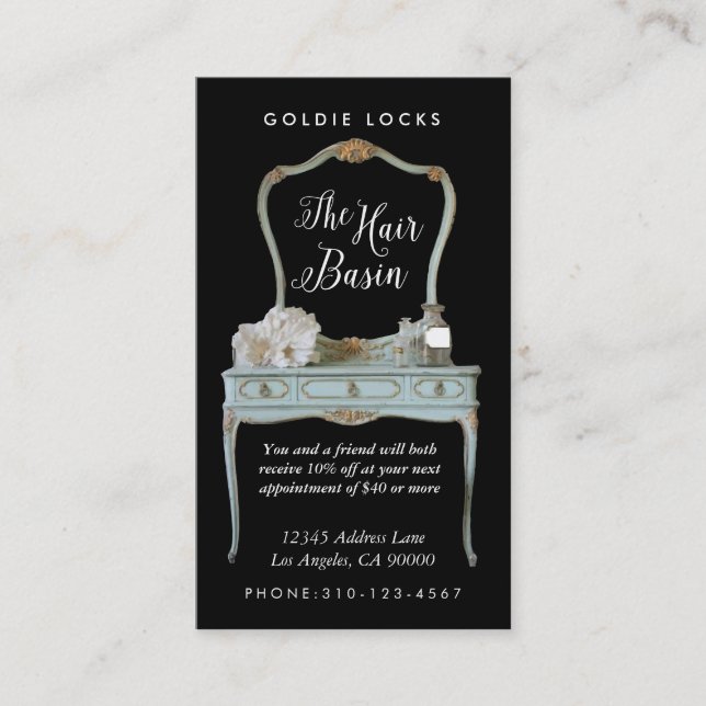 Personalised Custom Antique Vanity Salon Cards (Front)