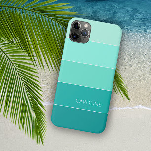 Personalised Custom Aqua Turquoise Green Stripes iPhone 11 Pro Max Case