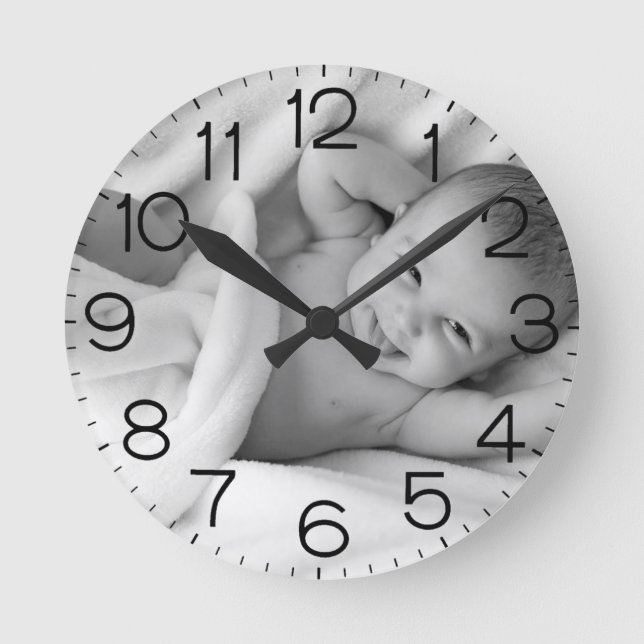 Personalised Custom Baby Photo Nursery Round Clock (Front)