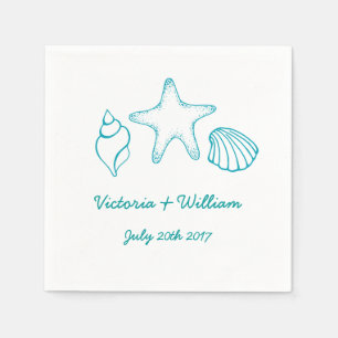 Personalised Custom Beach Wedding Date Napkins