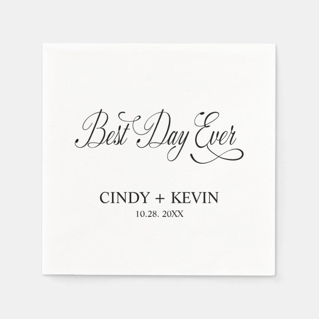 Personalised Custom Best Day Ever Wedding Napkin (Front)