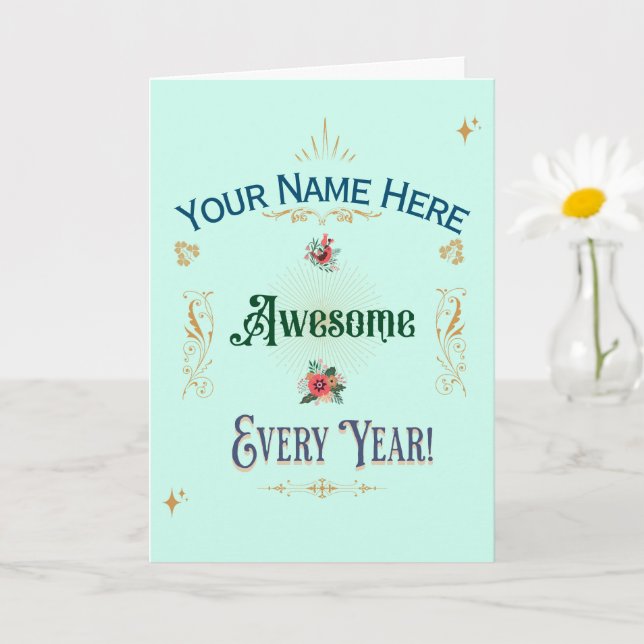 Personalised Custom Birthday Card - Awesome (Small Plant)
