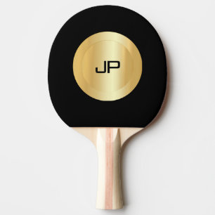 Personalised Custom Black And Gold Monogrammed Ping Pong Paddle