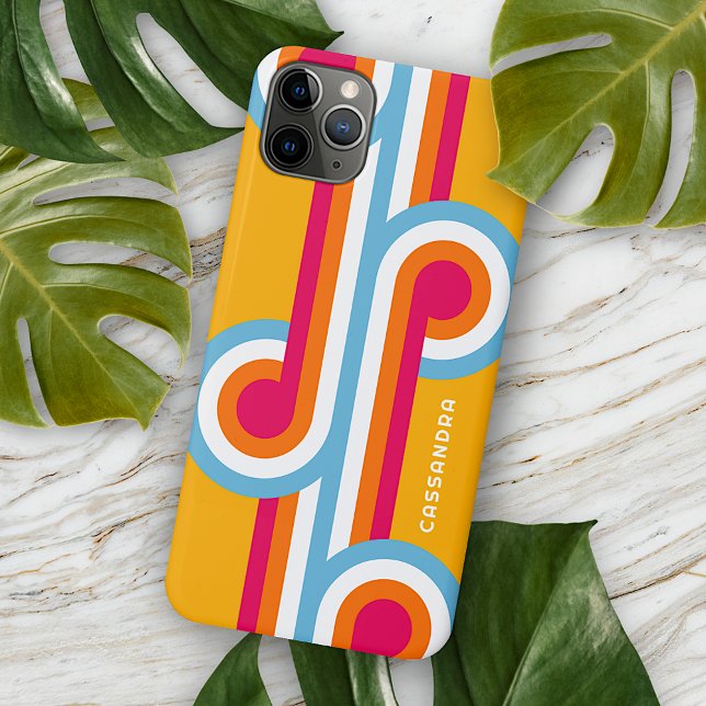 Personalised Custom Blue Orange Pink Red Retro Art Case-Mate iPhone Case (Creator Uploaded)